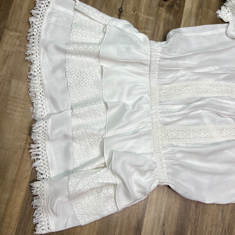 Resistol White Lace Dress XL 100% Rayon Boho Western Fringe Cowgirl Style NWT - Picture 4 of 13